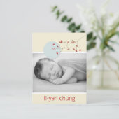 Carte Postale Faire-part Moderne Red Nesting Bird Family Photo simple Naiss (Debout devant)