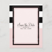 Carte Postale Faire-part Moderne rose noir & blanc rayures Enregistrer la d (Devant)