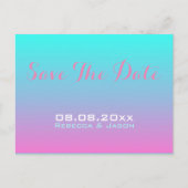 Carte Postale Faire-part moderne rose turquoise ombre mariage enregistrer l (Devant)