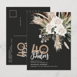 Carte Postale Faire-part Moderne rustique pampas eucalyptus 40 et fabuleux