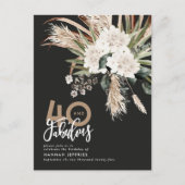 Carte Postale Faire-part Moderne rustique pampas eucalyptus 40 et fabuleux (Devant)