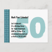 Carte Postale Faire-part Moderne Sauvez la date 50e anniversaire Turquoise  (Dos)