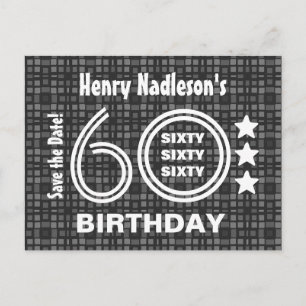 Carte Postale Faire-part Moderne Sauvez la Date 60e fête d'anniversaire A03