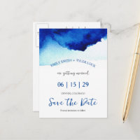 Moderne Script Aquarelle Indigo Blue Enregistrer L