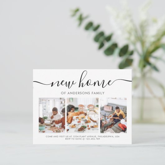 Carte Postale Faire-part Moderne Script Calligraphie 3 Photo Nouveau Home M (Debout devant)