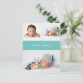 Carte Postale Faire-part Moderne Simple Chic Cute Stitch Photo Bébé Naissan (Debout devant)