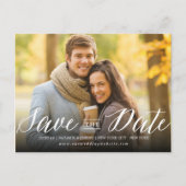 Carte Postale Faire-part Moderne Simple Écriture Photo Enregistrer La Date (Devant)