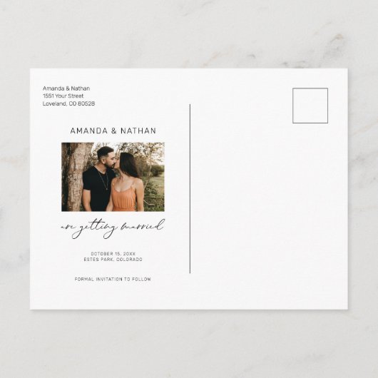 Carte Postale Faire-part Moderne Simple Élégant Brûlé Orange Enregistrer La (Dos)