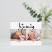 Carte Postale Faire-part Moderne Simple Introduire Script Twins photo garço (Debout devant)
