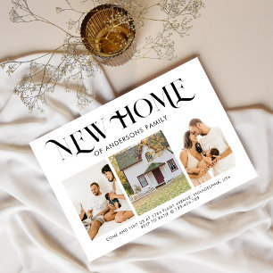 Carte Postale Faire-part Moderne Simple Nouvelle Maison 3 Photo Moving Blac