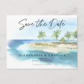 Carte Postale Faire-part Moderne Tropical Ocean Beach Script Enregistrer la (Devant)