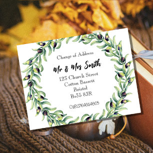 Carte Postale Faire-part Modification de la couronne d'aquarelle d'adresse