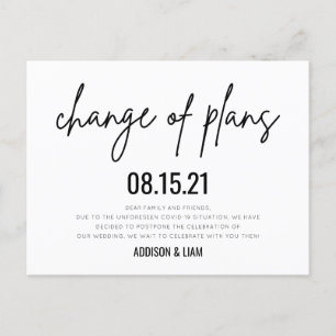 Carte Postale Faire-part Modification des plans Mariage Enregistrer la date