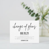 Carte Postale Faire-part Modification des plans Mariage Enregistrer la date (Debout devant)