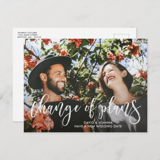 Carte Postale Faire-part Modification du script de brosse des plans Mariage (Devant / Derrière)