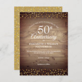 Carte Postale Faire-part Modifier la date 50e anniversaire Mariage Rustique (Devant / Derrière)