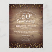 Carte Postale Faire-part Modifier la date 50e anniversaire Mariage Rustique (Devant)