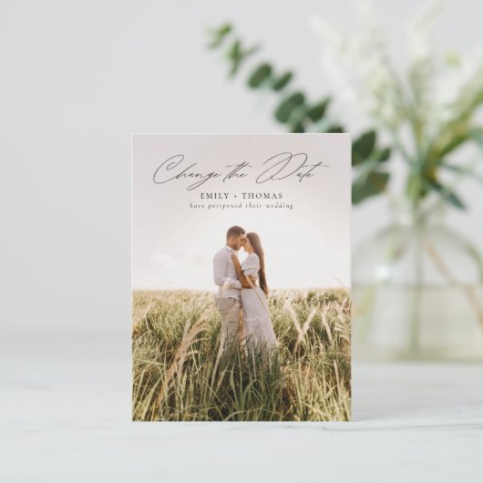 Carte Postale Faire-part Modifier La Date Complète Photo Mariage Postponton (Debout devant)