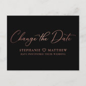 Carte Postale Faire-part Modifier la date Elegant Rose Gold Script noir (Devant)