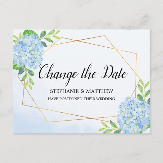 Carte Postale Faire-part Modifier La Date Geometry Hydrangea Mariage (Devant)