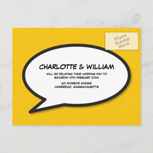 Carte Postale Faire-part Modifier La Date Modern Fun Comic Book (Dos)