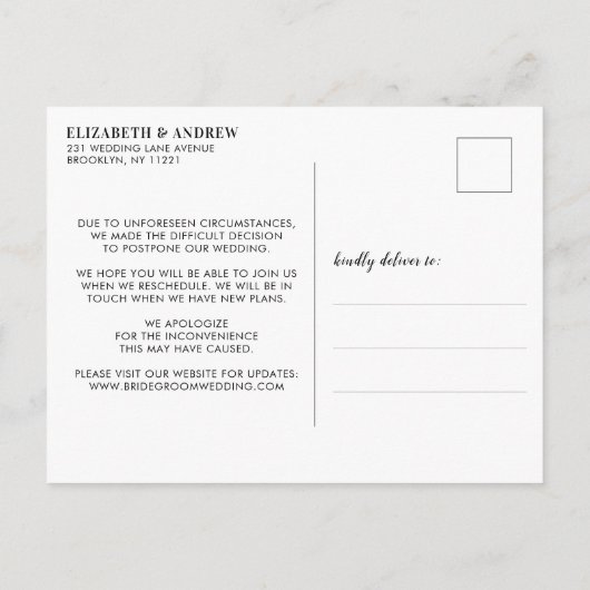 Carte Postale Faire-part Modifier la date moderne Script vert Eucalyptus (Dos)