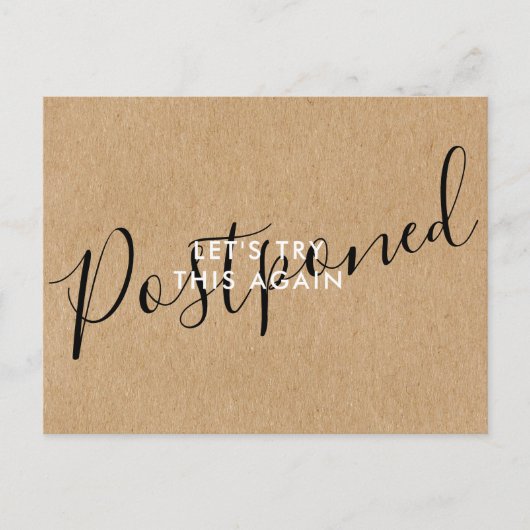 Carte Postale Faire-part Modifier la date Reportée Annulée Événement Rustiq (Devant)