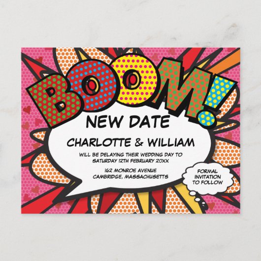 Carte Postale Faire-part Modifier la date reportée de la bande dessinée amu (Devant)
