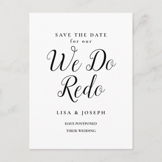 Carte Postale Faire-part Modifier la date reportée Nous refaisons (Devant)