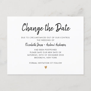 Carte Postale Faire-part Modifier le script de date Simple Champagne Gold H