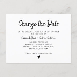 Carte Postale Faire-part Modifier le script de date Simple Minimaliste Mode