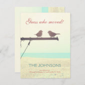 Carte Postale Faire-part Moineaux qui parlent - Devinez qui a déménagé ! (Devant / Derrière)