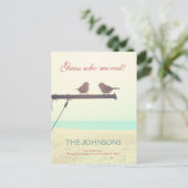 Carte Postale Faire-part Moineaux qui parlent - Devinez qui a déménagé ! (Debout devant)