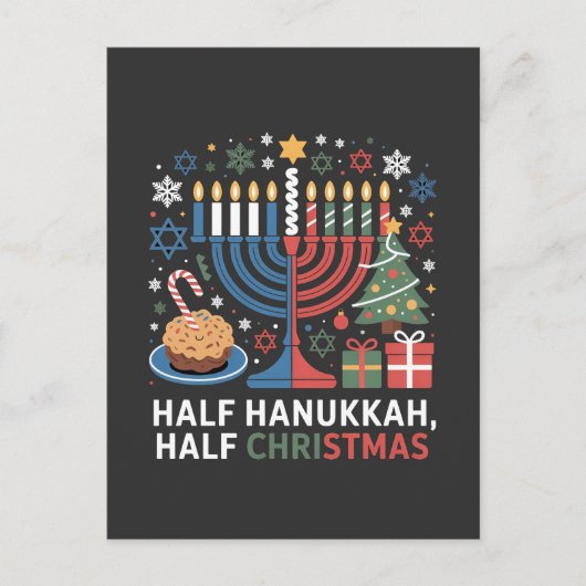 Carte Postale Faire-part Moitié Noël, moitié Hanukka, Christmukkah drôle (Devant)