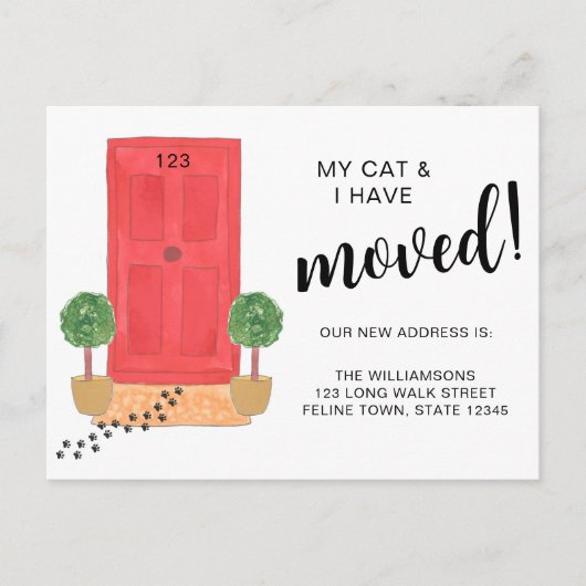 Carte Postale Faire-part Mon Chat Et Moi Avons Déménagé (Devant)