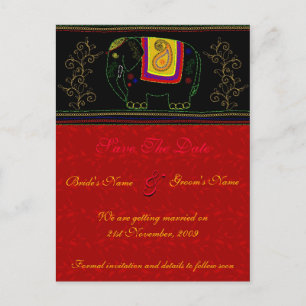 Carte Postale Faire-part Mon éléphant d'Asie - rouge indien