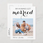 Carte Postale Faire-part Mon Humain A Été Marié Chien Mariage Elopement (Devant / Derrière)