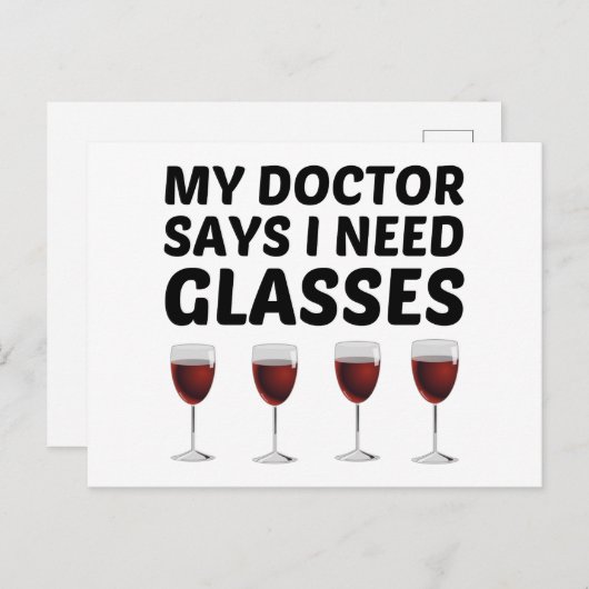 CARTE POSTALE FAIRE-PART MON MÉDECIN DIT QUE J'AI BESOIN DE VERRES (Devant / Derrière)