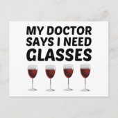 CARTE POSTALE FAIRE-PART MON MÉDECIN DIT QUE J'AI BESOIN DE VERRES (Devant)