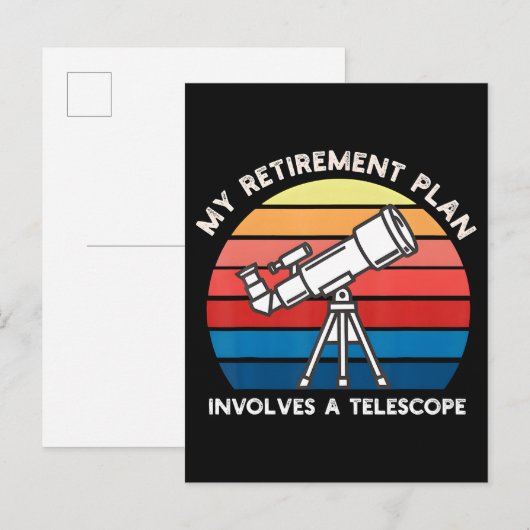 Carte Postale Faire-part Mon plan de retraite implique un télescope (Devant / Derrière)