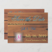 Carte Postale Faire-part Monogramme 3d de mur de grange (Devant / Derrière)