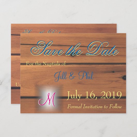 Carte Postale Faire-part Monogramme 3d de mur de grange (Devant / Derrière)