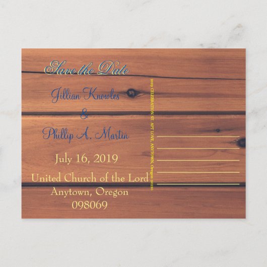 Carte Postale Faire-part Monogramme 3d de mur de grange (Dos)