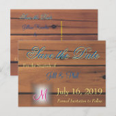 Carte Postale Faire-part Monogramme Barn Wall 3d (Devant / Derrière)