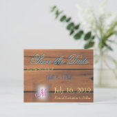 Carte Postale Faire-part Monogramme Barn Wall 3d (Debout devant)