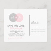 Carte Postale Faire-part Monogramme circulaire rose et gris Enregistrer la  (Dos)