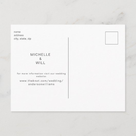 Carte Postale Faire-part Monogramme contemporain B/W Simple Enregistrer la  (Dos)