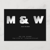 Carte Postale Faire-part Monogramme contemporain B/W Simple Enregistrer la  (Devant)