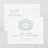 Carte Postale Faire-part Monogramme de feuille dessinée à la main verte pou (Devant / Derrière)