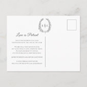Carte Postale Faire-part Monogramme de mariage avec couronne de feuilles de (Dos)